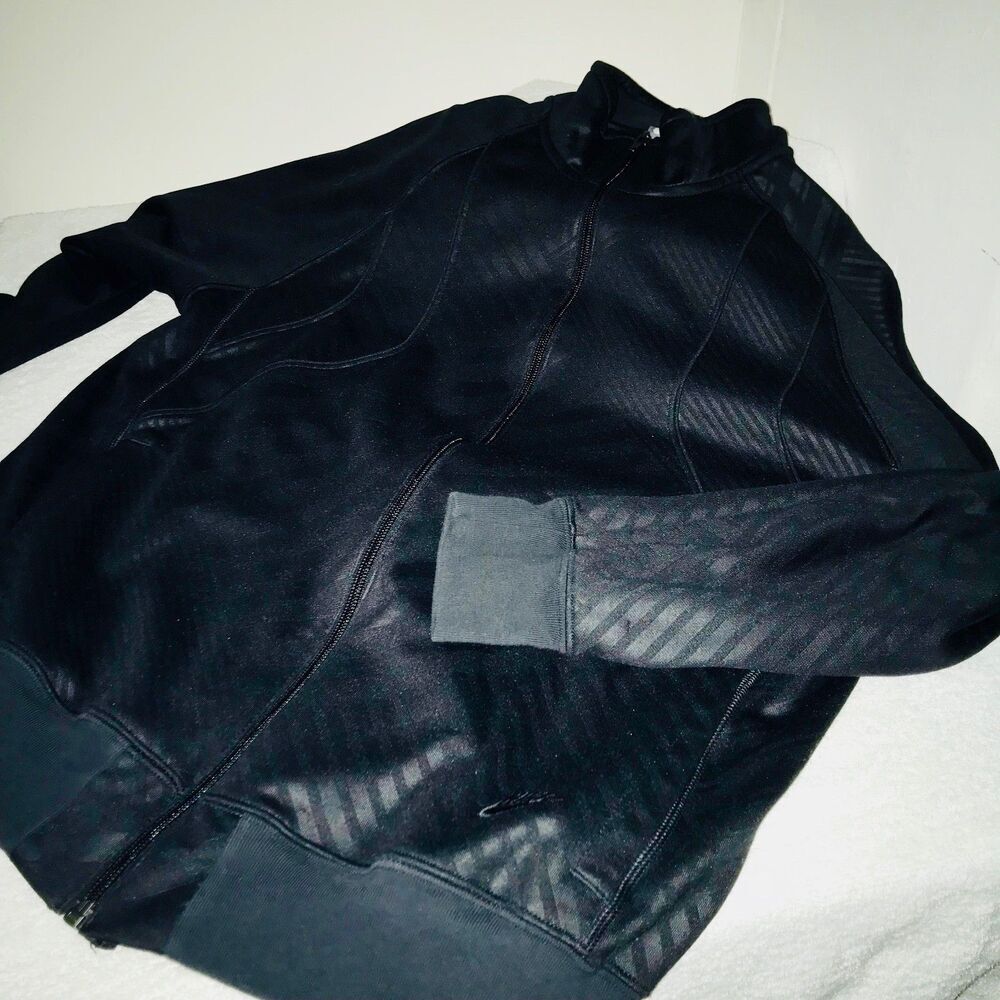 Nike Vintage Black Track Jacket Sweater Basketball Soccer Soft Geometric Large - Picture 7 of 10